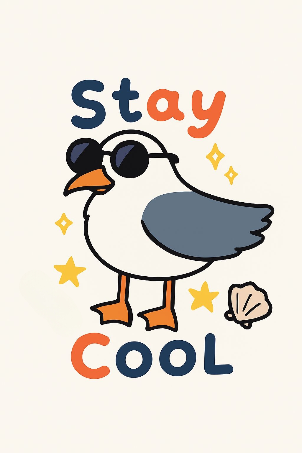 Cool Seagull Cartoon Illustration with Playful Text Poster