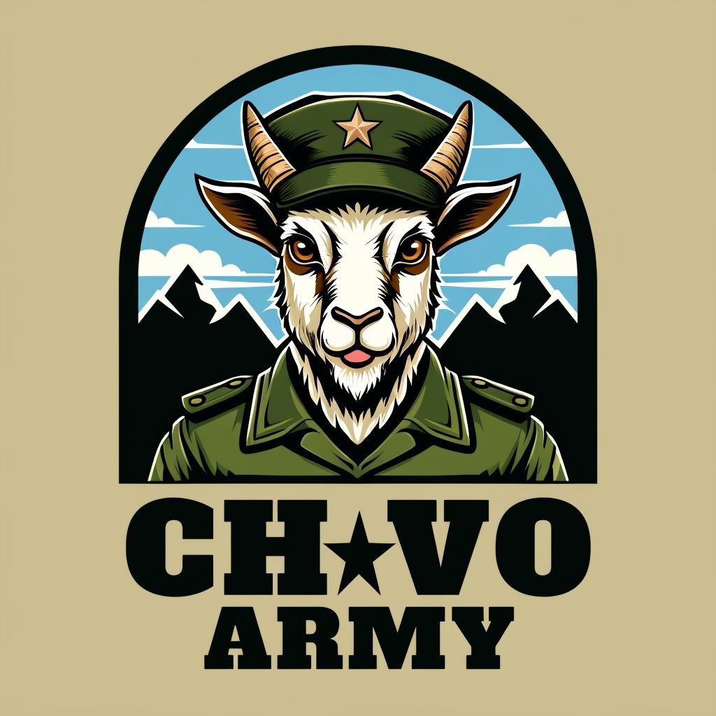 Whimsical Goat in Military Attire with Chivo Army Text T-Shirt