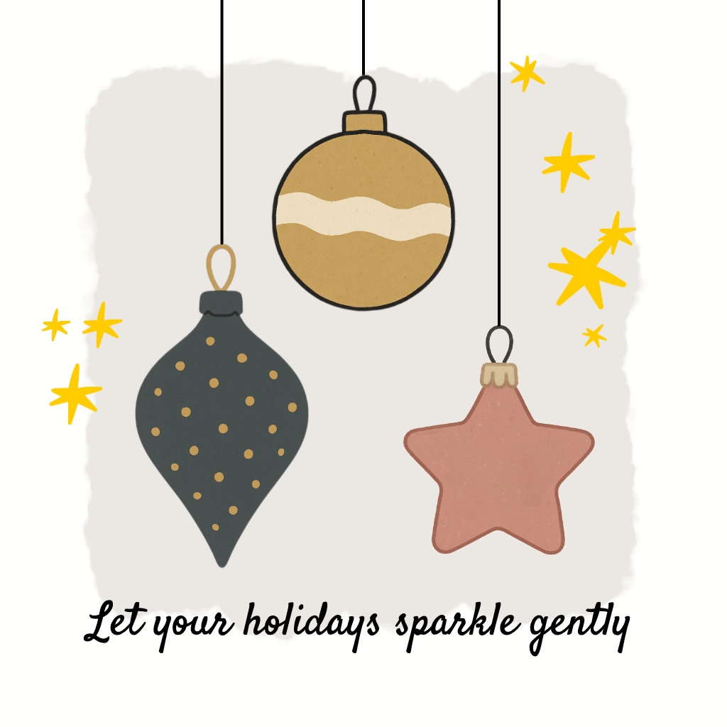 Minimalist Holiday Ornaments Illustration for Cheerful Celebrations Instagram Post