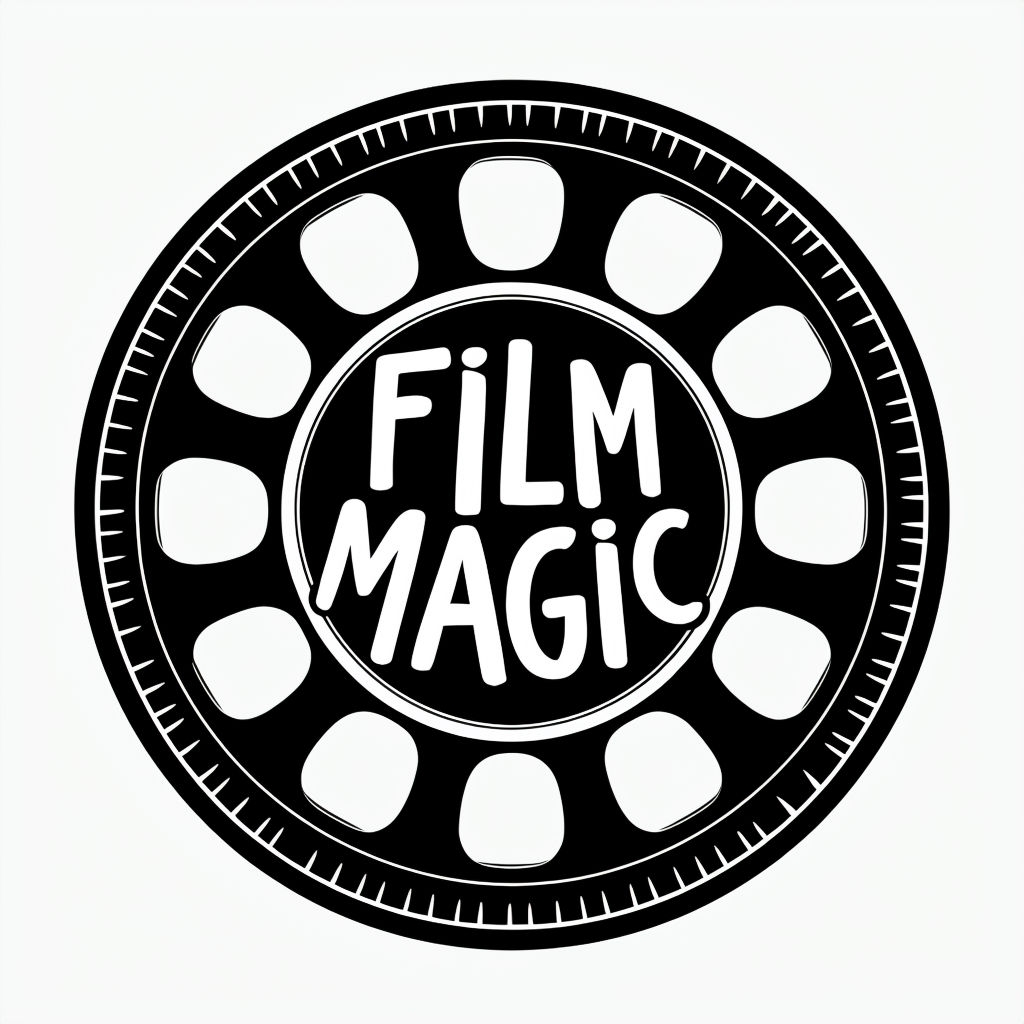 Vintage Film Reel with 'Film Magic' Text Illustration Sticker