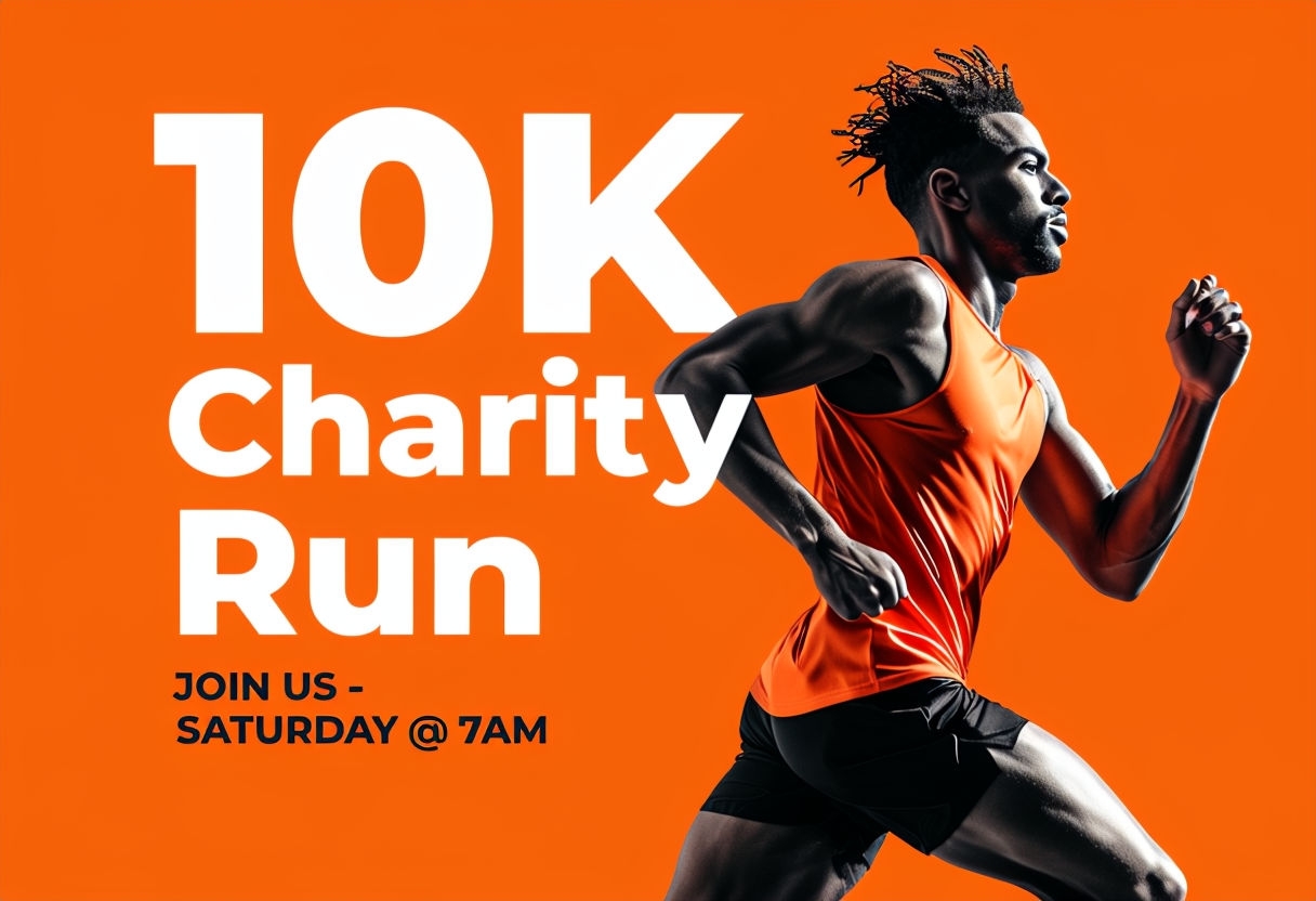 Dynamic 10K Charity Run Promotional Poster Design Social Media Post