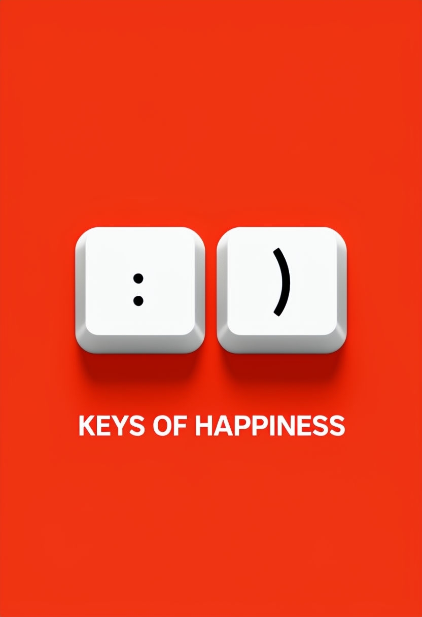 Keys of Happiness Minimalist Keyboard Illustration Poster