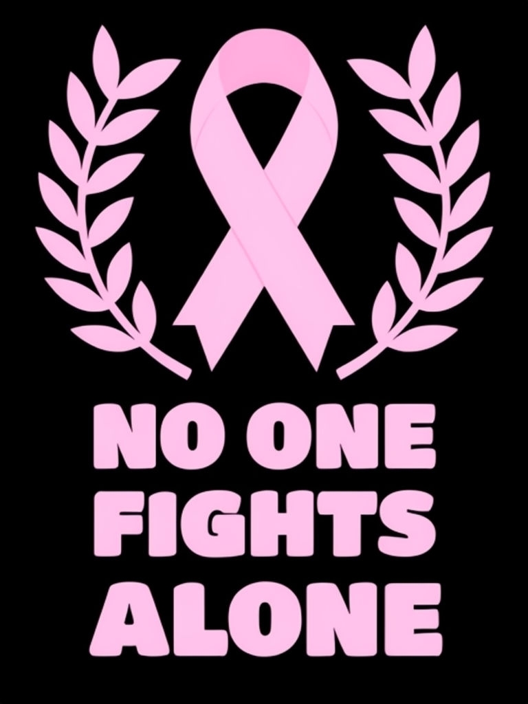 Light Pink Awareness Ribbon No One Fights Alone T-Shirt
