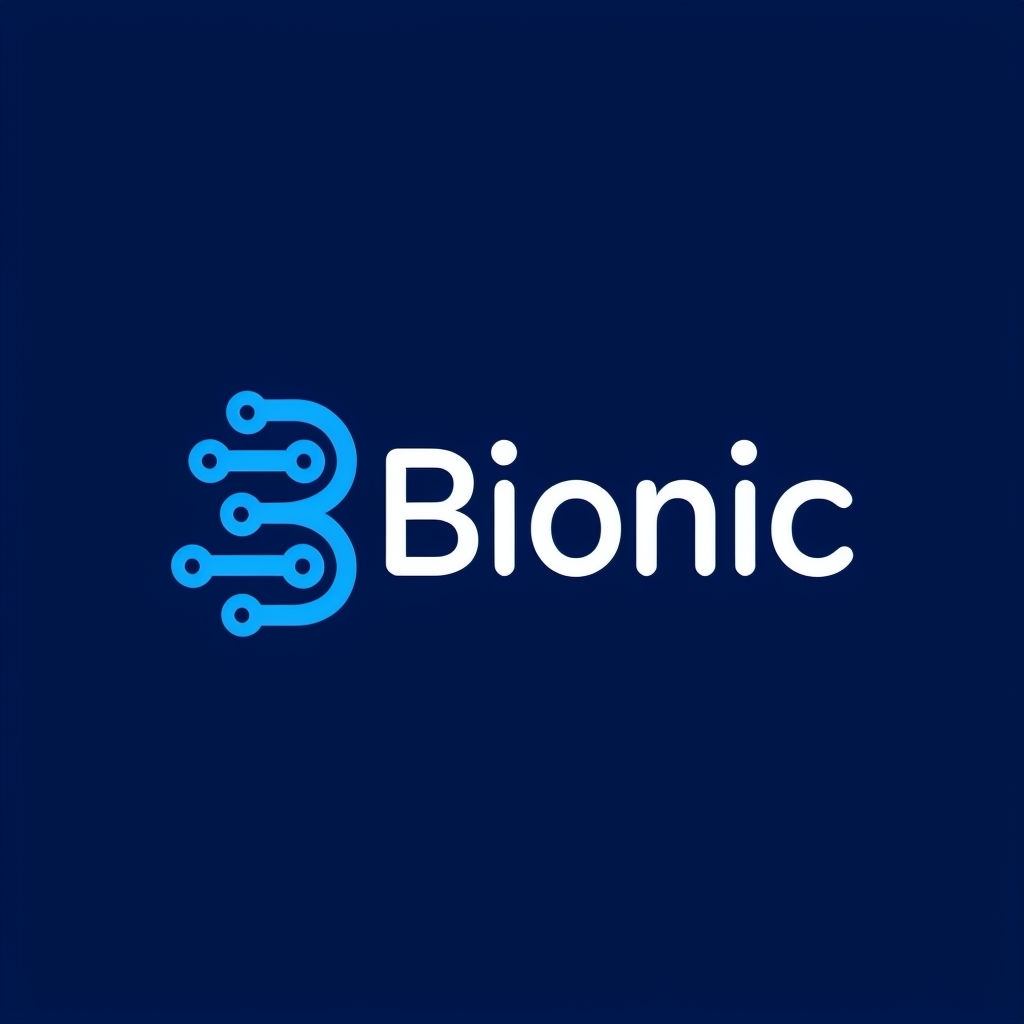 Modern Bionic Logo with Stylized Circuitry Design on Navy Background Logo