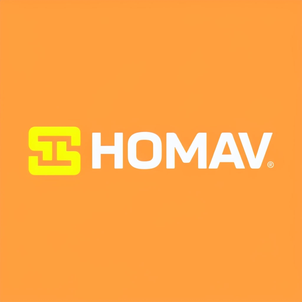 Minimalist Bold HOMAV Logo on Apricot Orange Background Logo