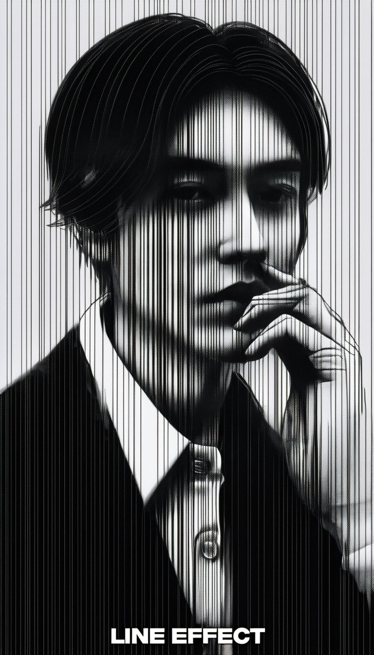 Abstract Monochromatic Line Effect Human Figure Artwork Ads