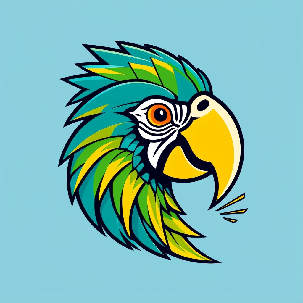 Bold Flat Icon Parrot's Head Illustration Sticker