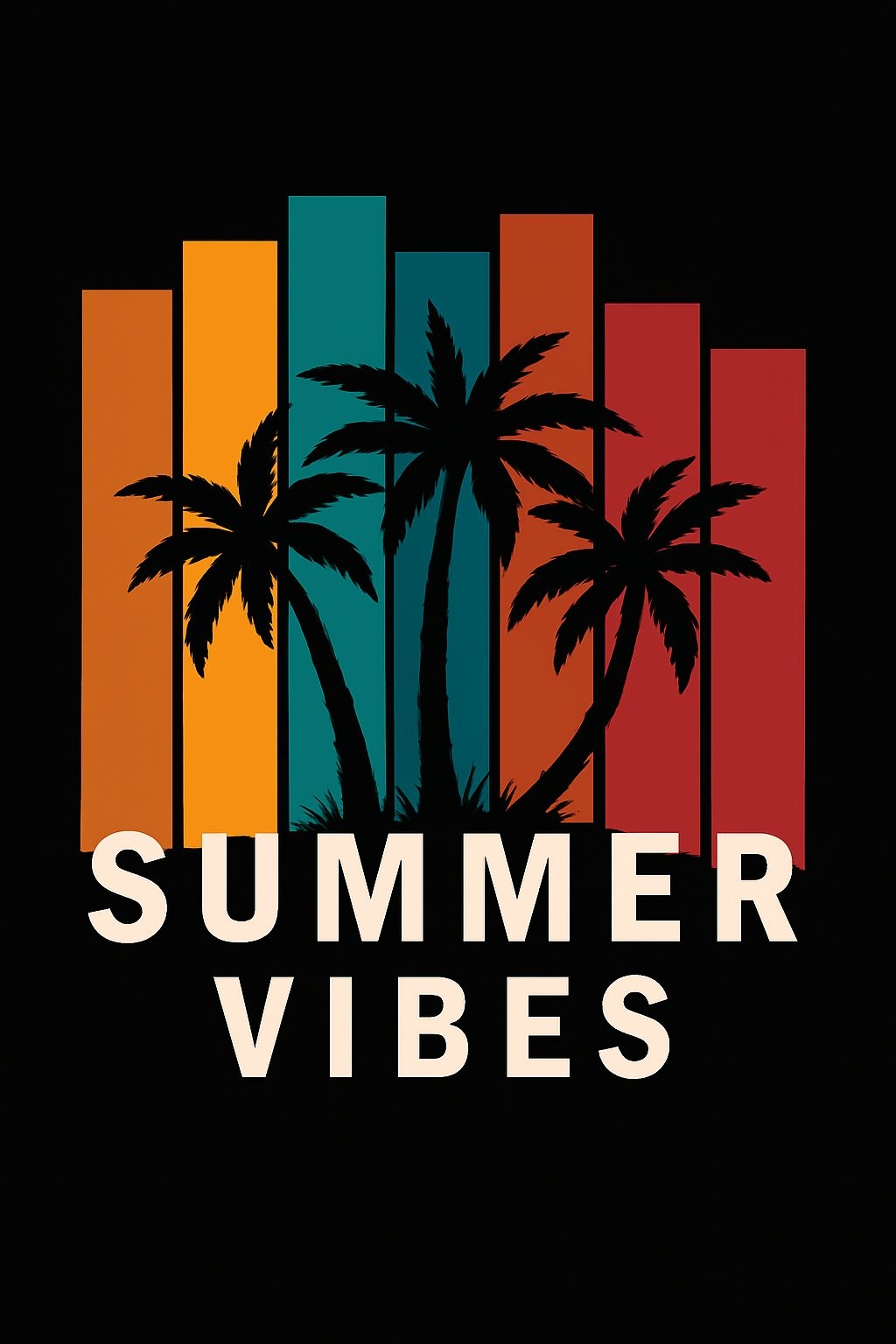 Summer Vibes Palm Trees Minimalist Graphic Design T-Shirt