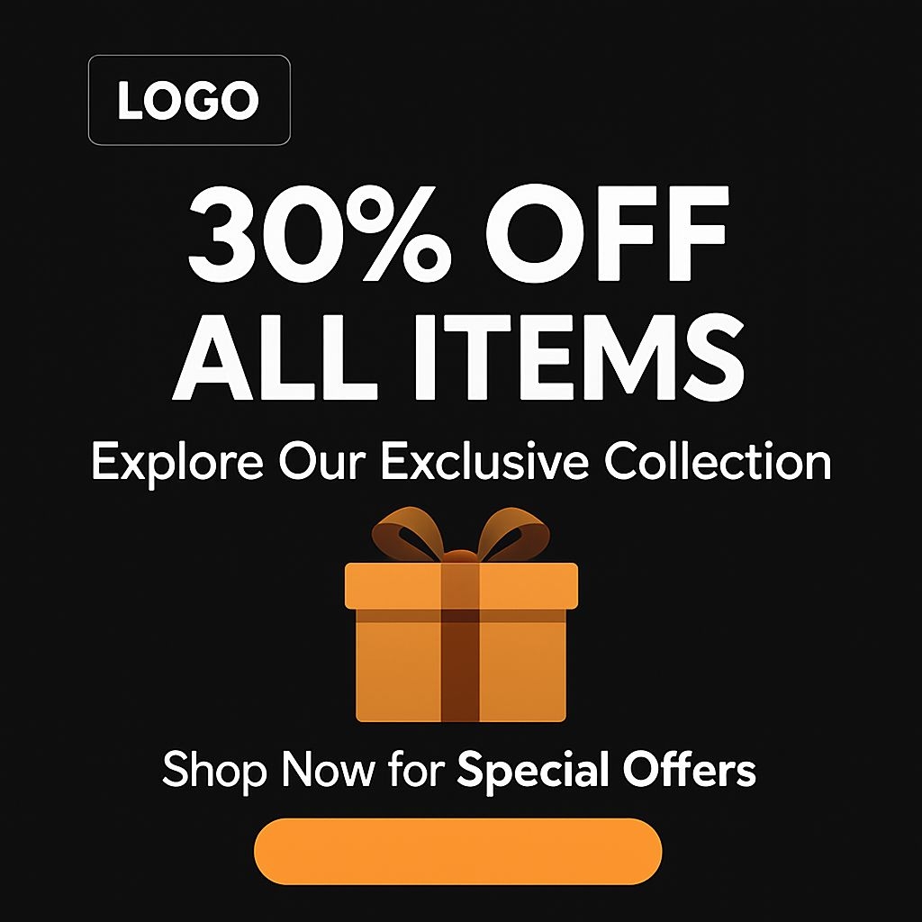 30% Off All Items Modern Promotional Banner for Shopping Ads
