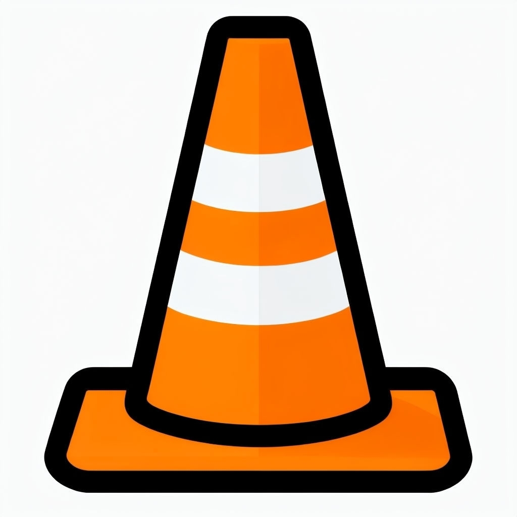 Bold Orange Traffic Cone Icon with Reflective Stripes Sticker