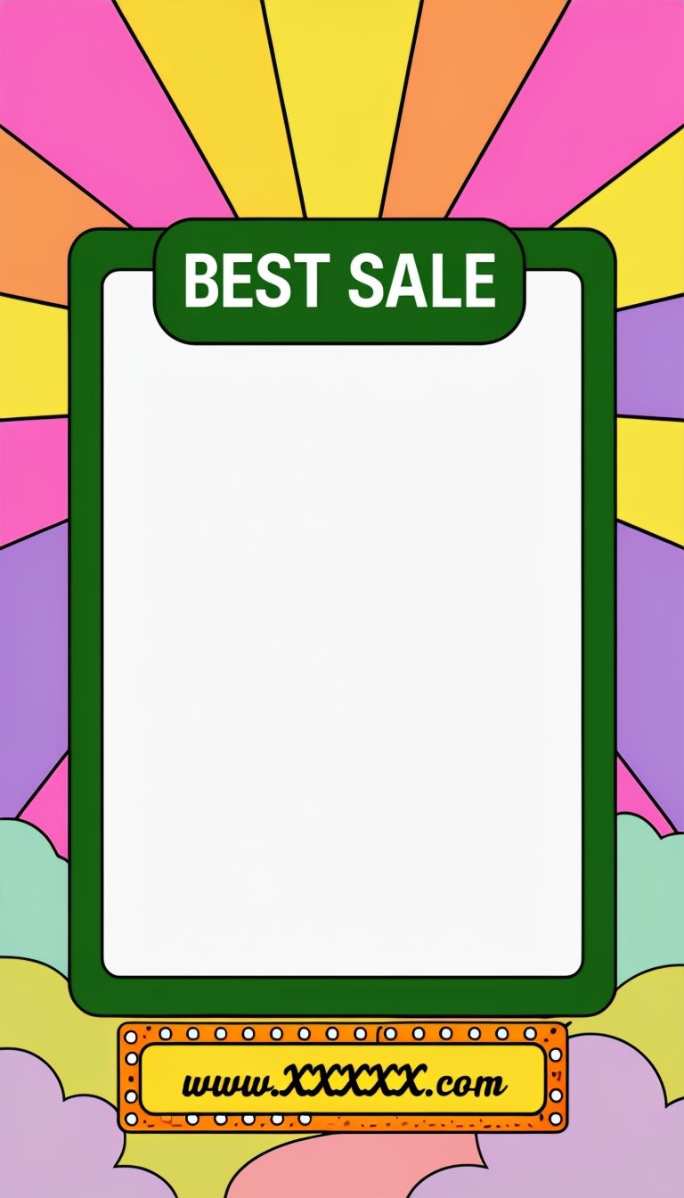 Vibrant Cartoon Best Sale Flyer with Colorful Sunburst Design Social Media Post