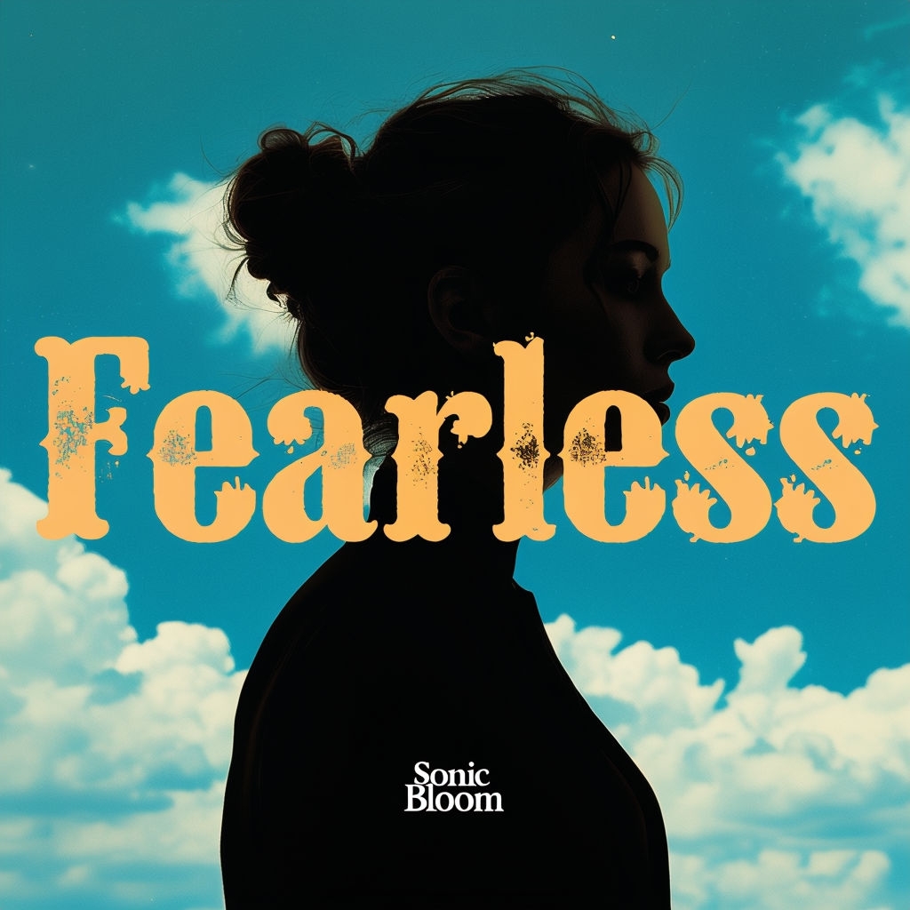 Fearless Inspirational Woman Silhouette against Teal Sky Spotify Album Cover