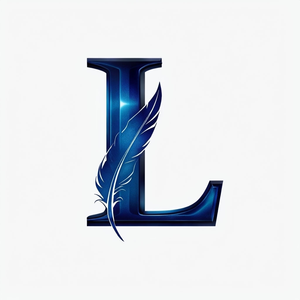 Sophisticated Metallic Blue L Logo Design for Luxury Branding Monogram