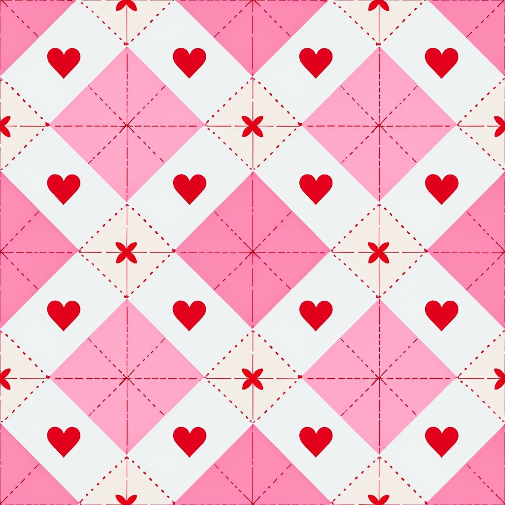 Romantic Diamond-Shaped Heart Pattern in Soft Colors Seamless Pattern