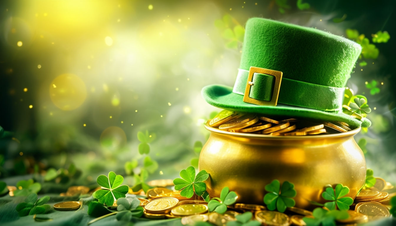 Festive Green Hat and Gold Coins St. Patrick's Day Virtual Backgrounds