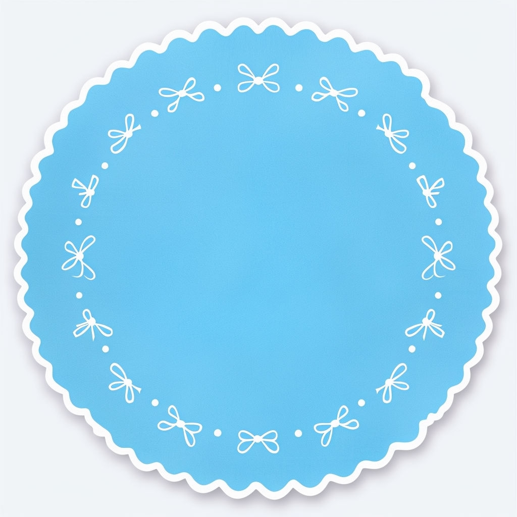 Elegant Sky Blue Circular Design with Bows and Scalloped Edges Social Media Post