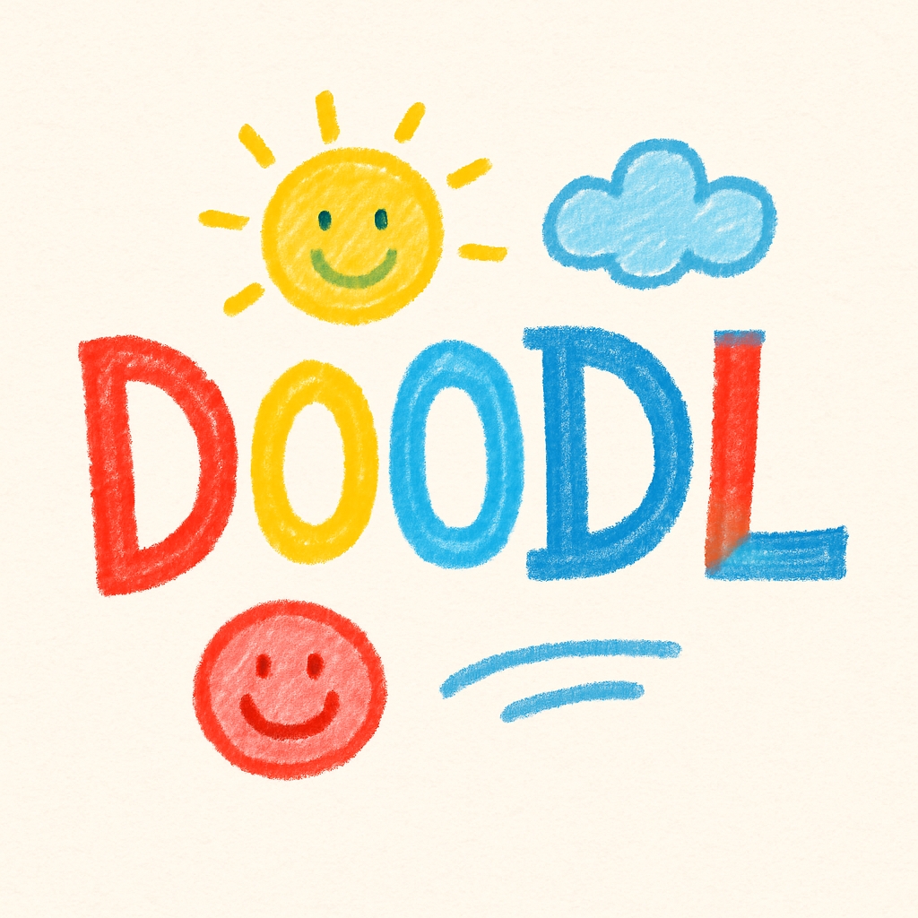 Playful Doodle Colorful 'DOODL' Illustration T-Shirt