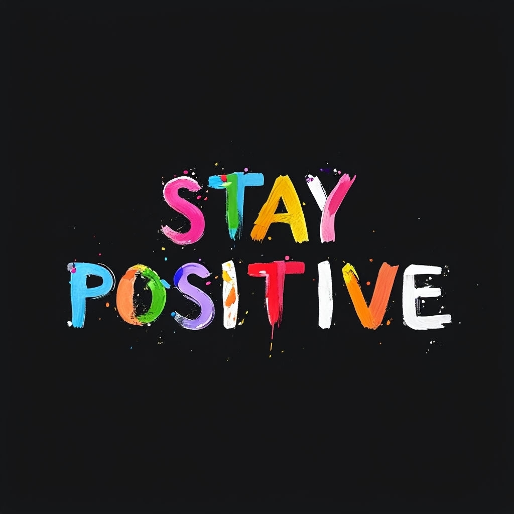 Vibrant Stay Positive Motivational Text Design T-Shirt