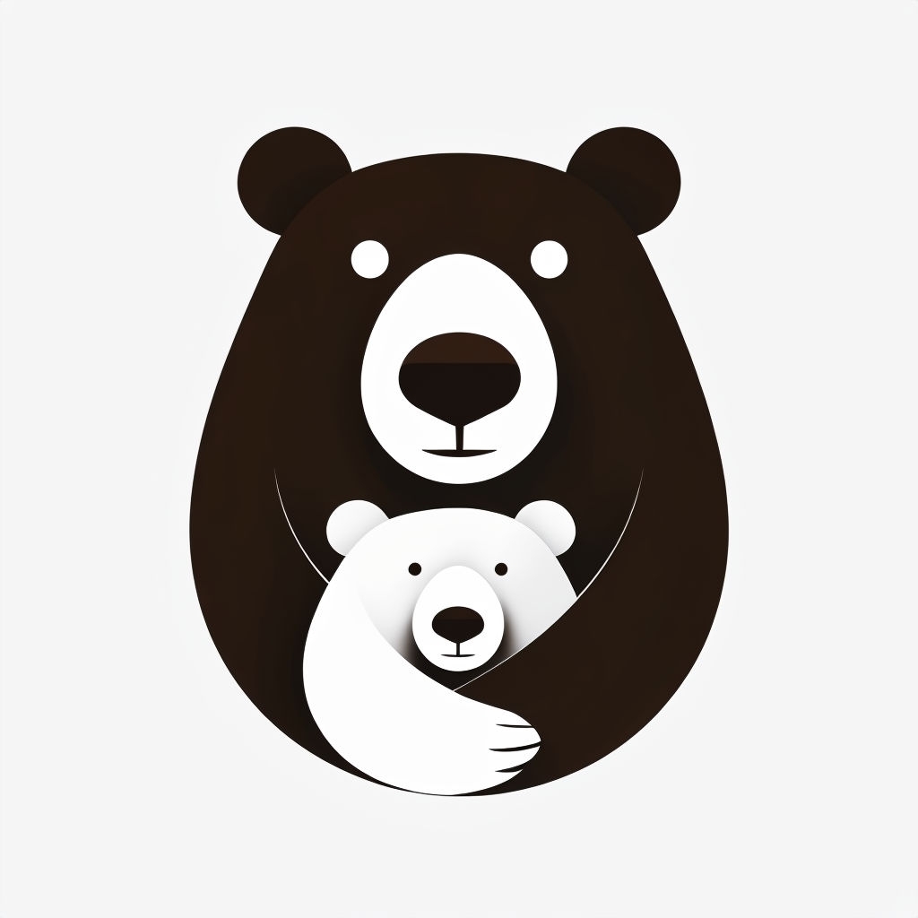 Minimalist Bear Family Embracing Illustration Logo