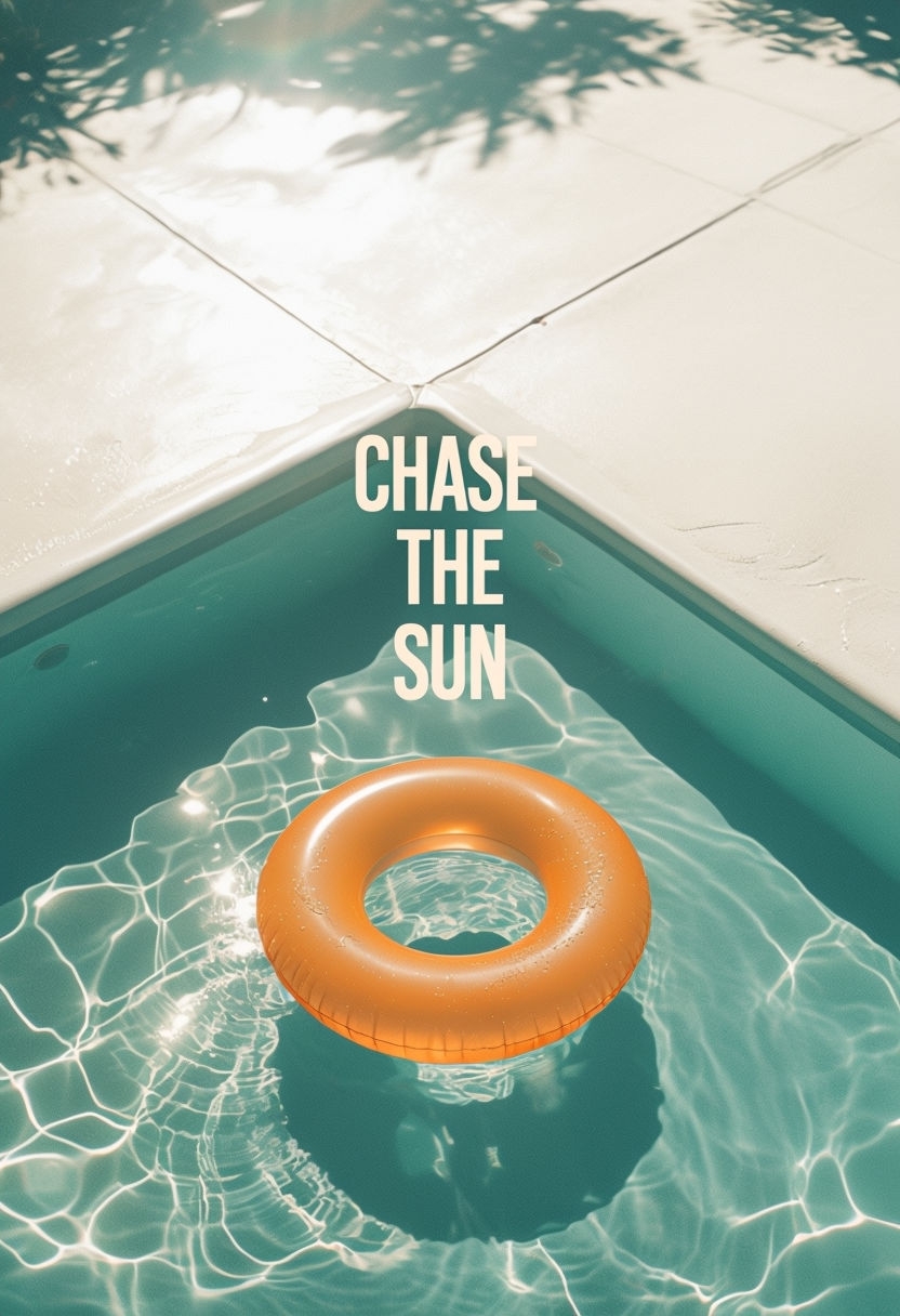 Chase the Sun Vintage Summer Pool Poster