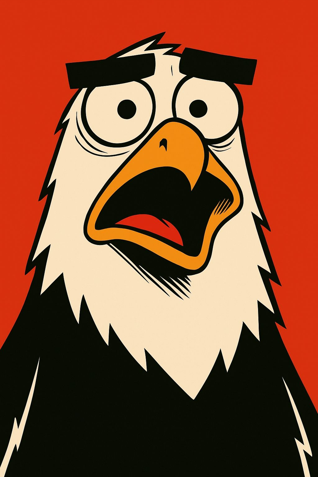 Surprised Eagle Head Cartoon Illustration T-Shirt