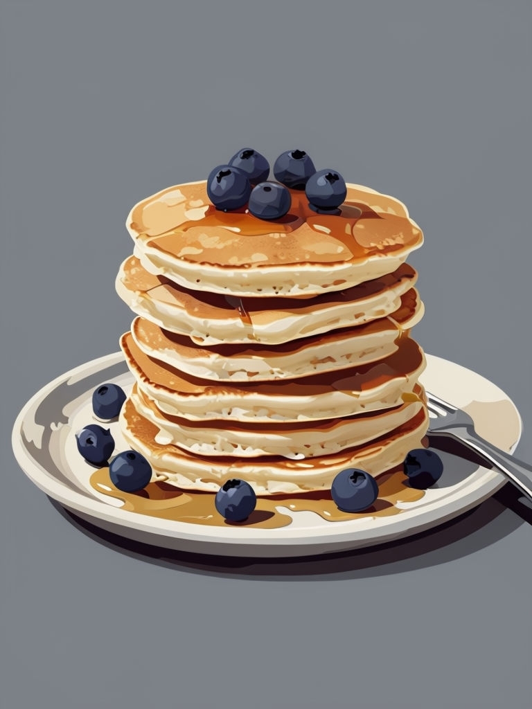 Delicious Stack of Pancakes with Blueberries Digital Art Poster