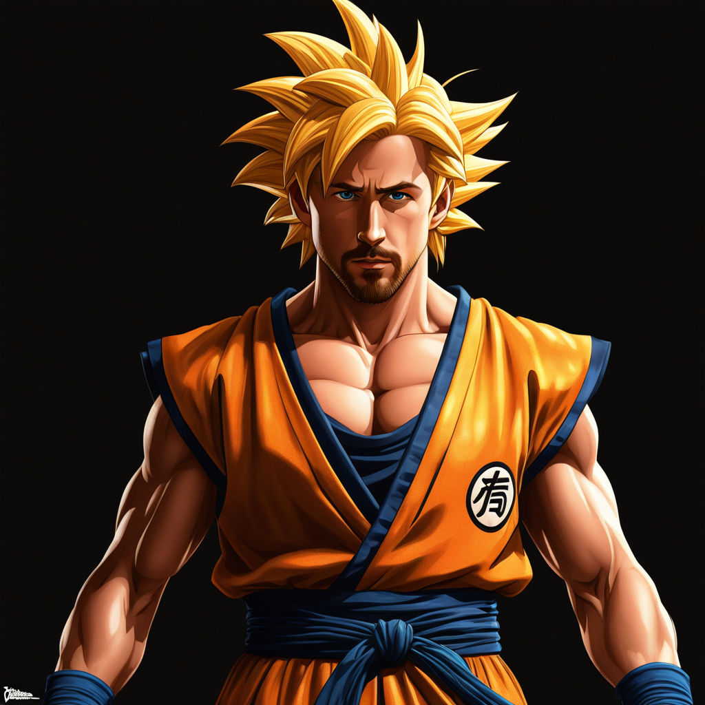 Ryan Gosling as Super Saiyan Goku from dragon ball z front v... by ko ...