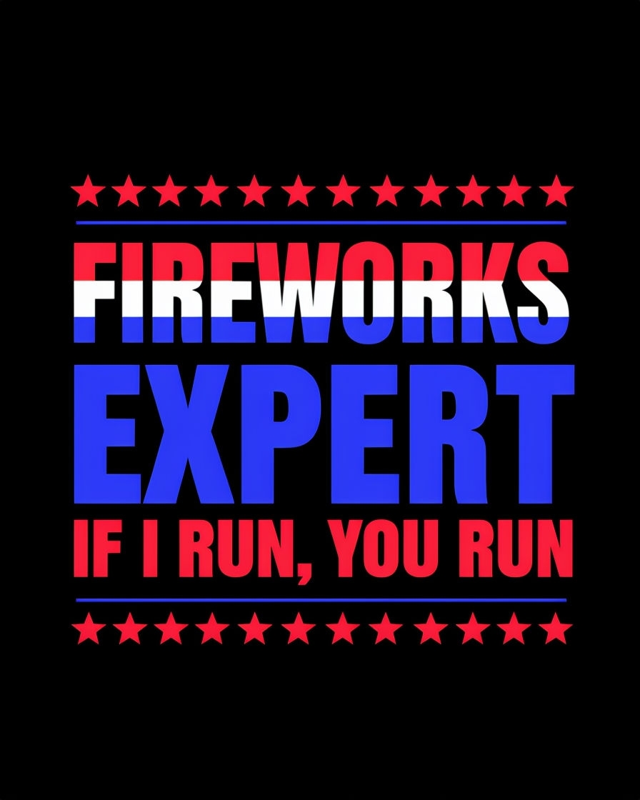 Patriotic Fireworks Expert Typography T-Shirt
