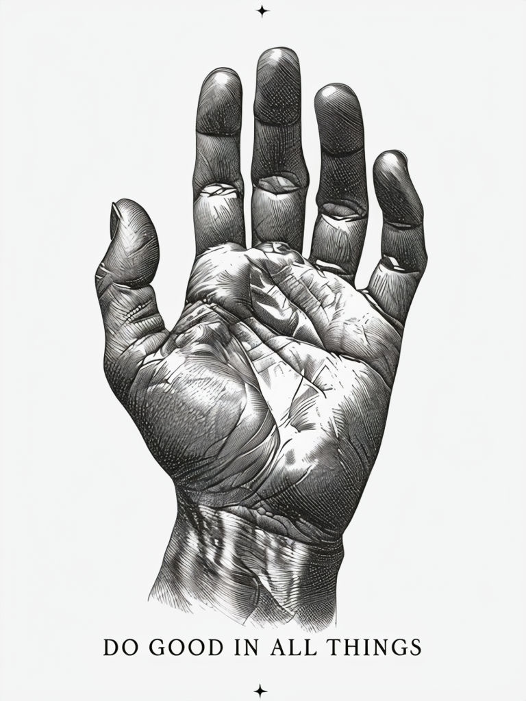 Engraved Black and White Hand Illustration with Motivational Text T-shirt