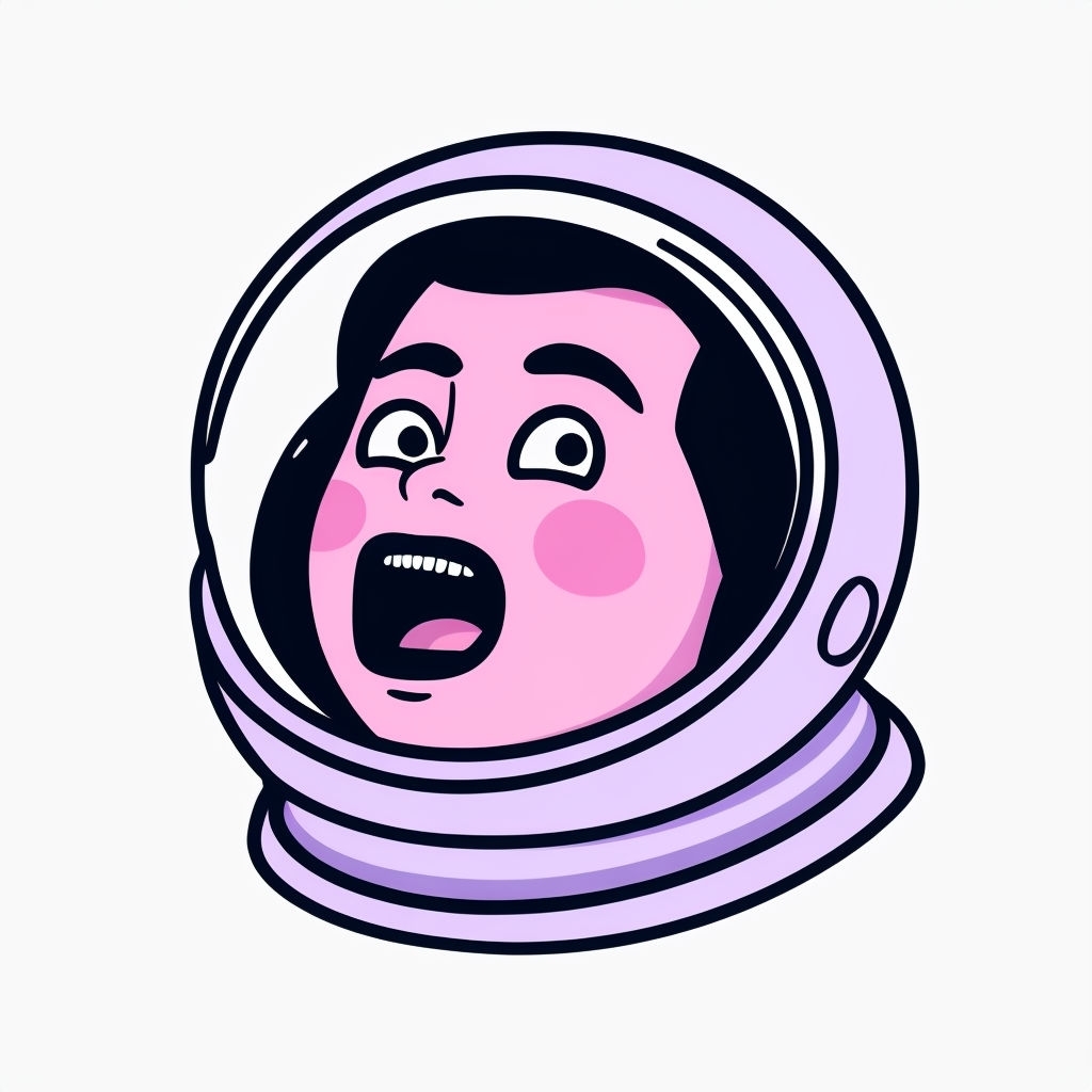 Cartoon Astronaut Head with Purple Helmet Sticker