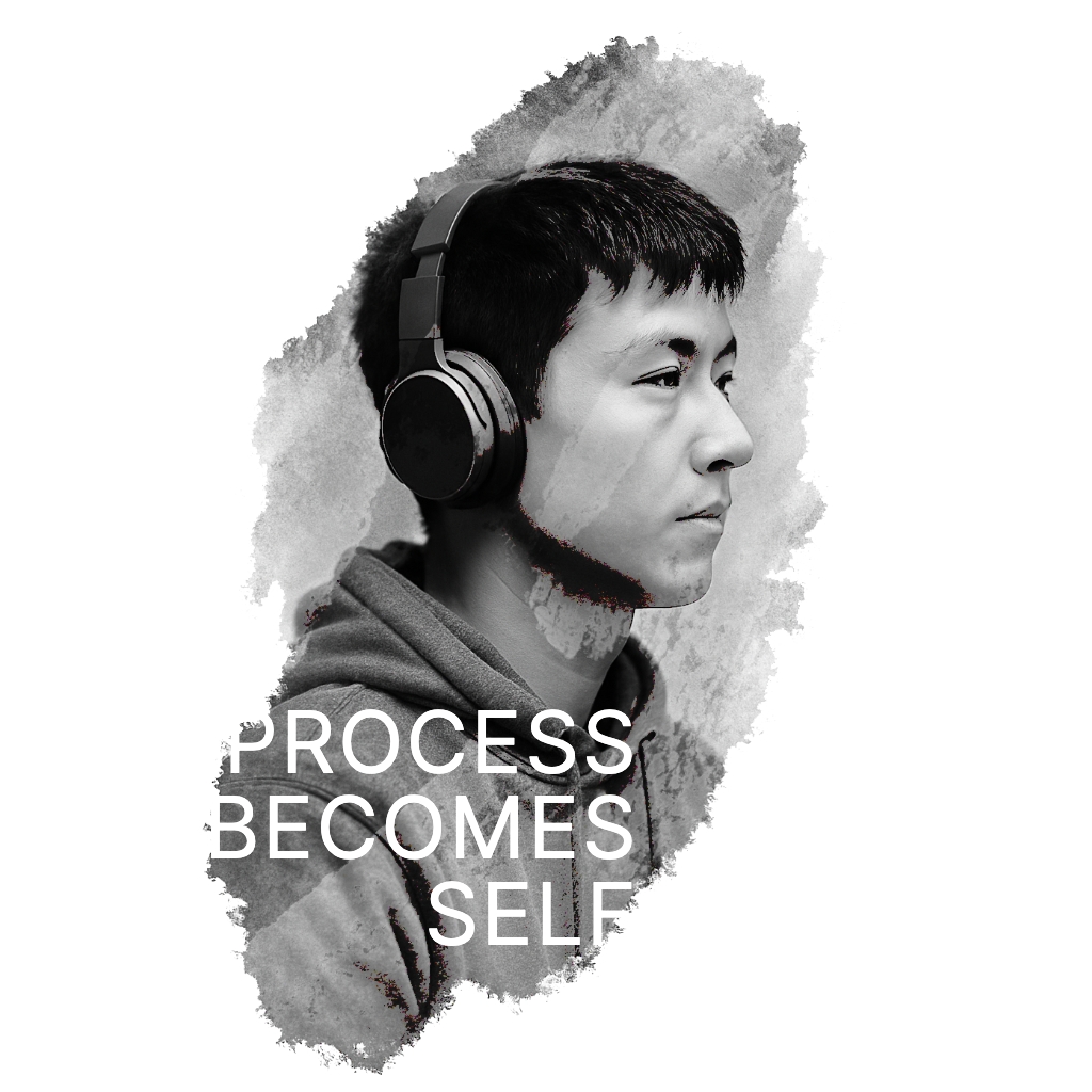 Contemplative Black and White Portrait with Headphones Instagram Post