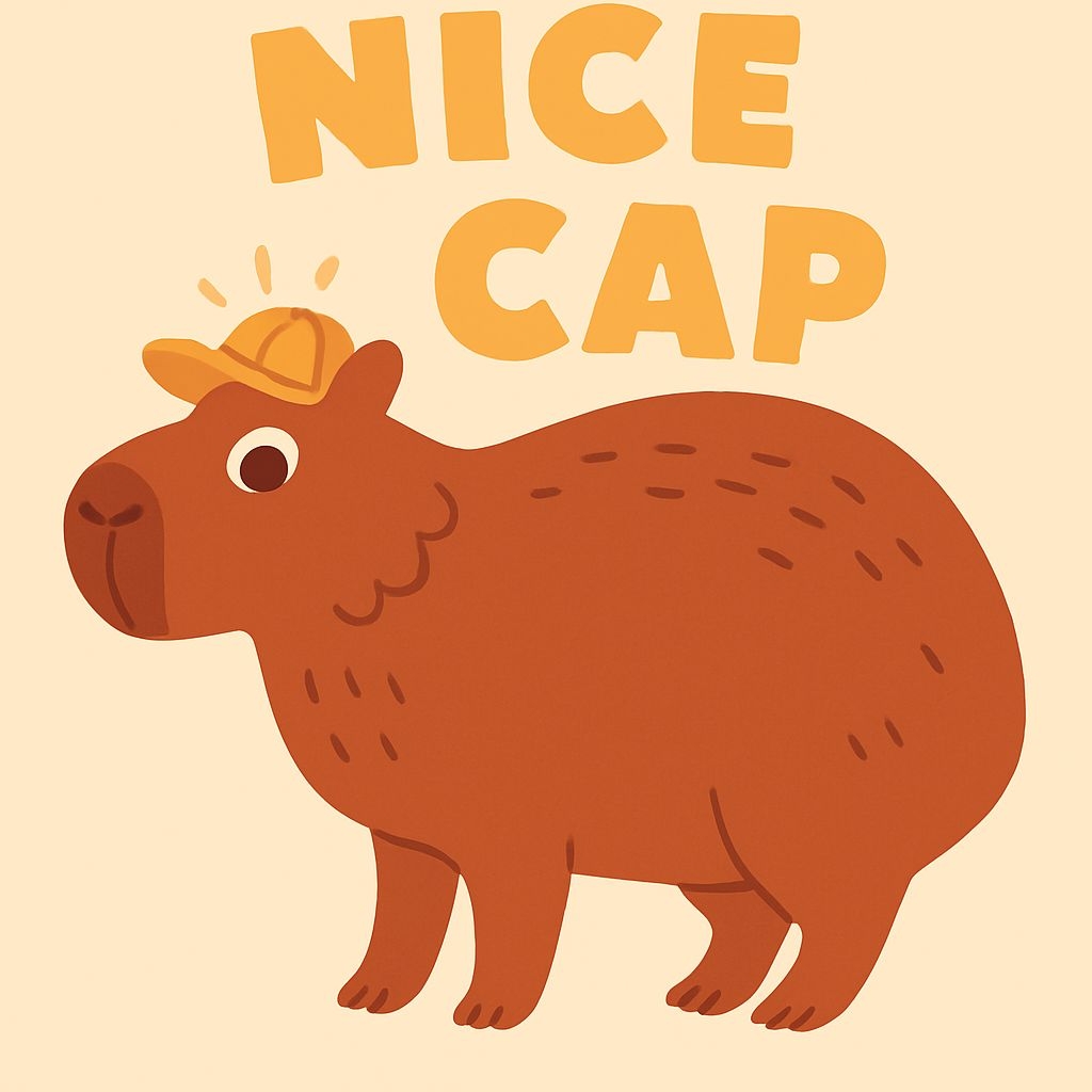 Whimsical Capybara with Nice Cap Cartoon T-Shirt