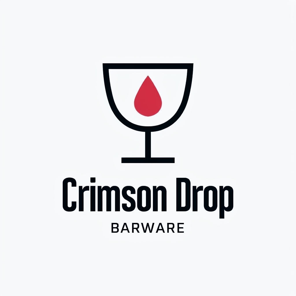 Elegant Crimson Drop Barware Logo Design with Minimalist Icon