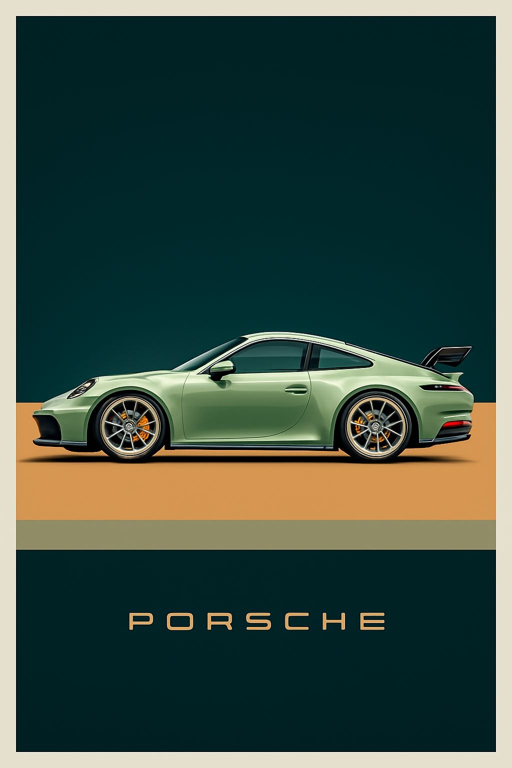 Mint Green Porsche Sports Car Minimalist Poster
