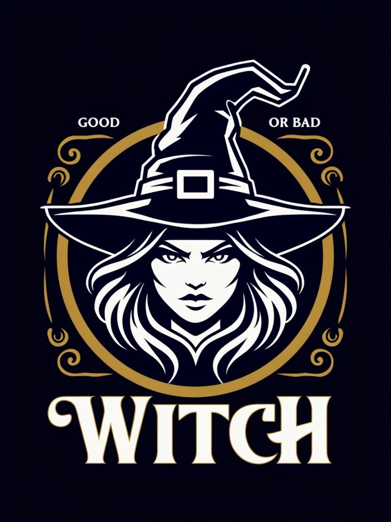 Minimalist Witch Graphic Design with Golden Accents T-Shirt