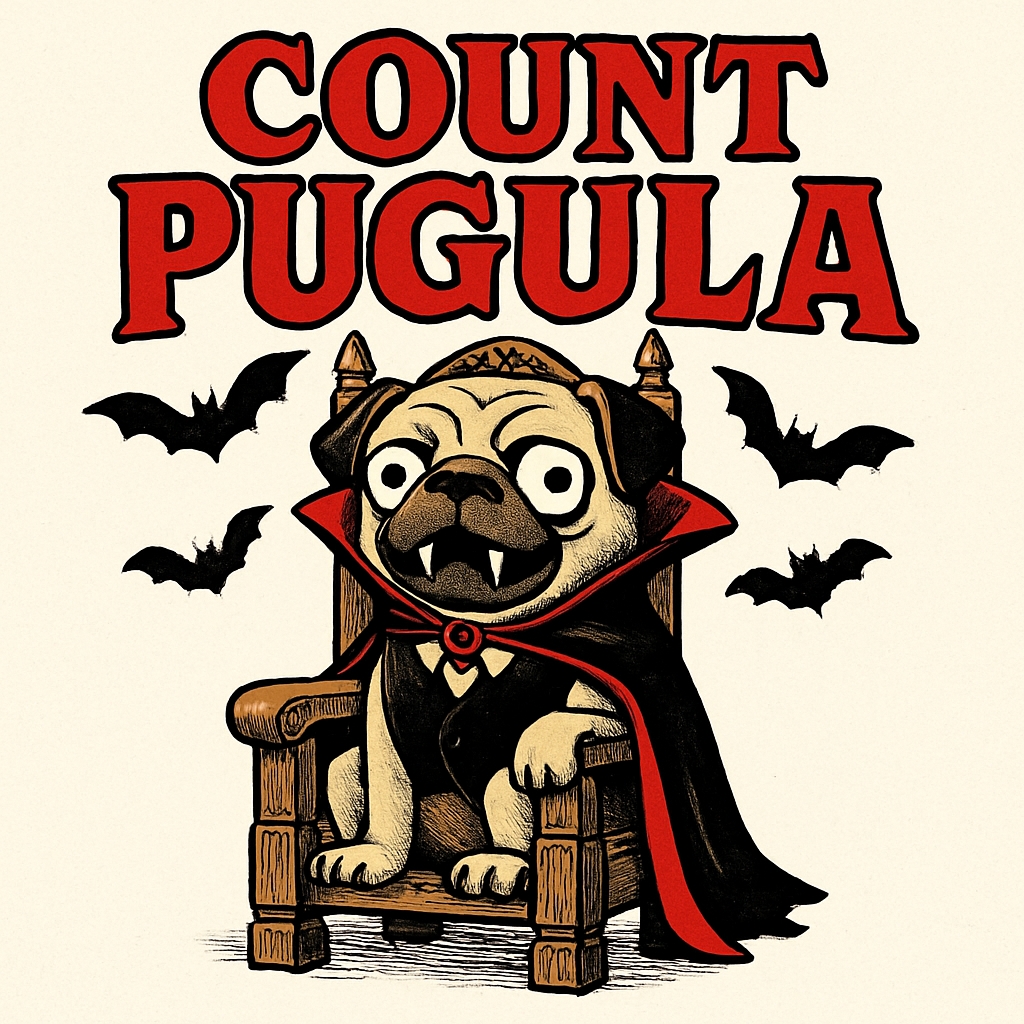 Count Pugula Cartoon Halloween Pug Vampire T-shirt