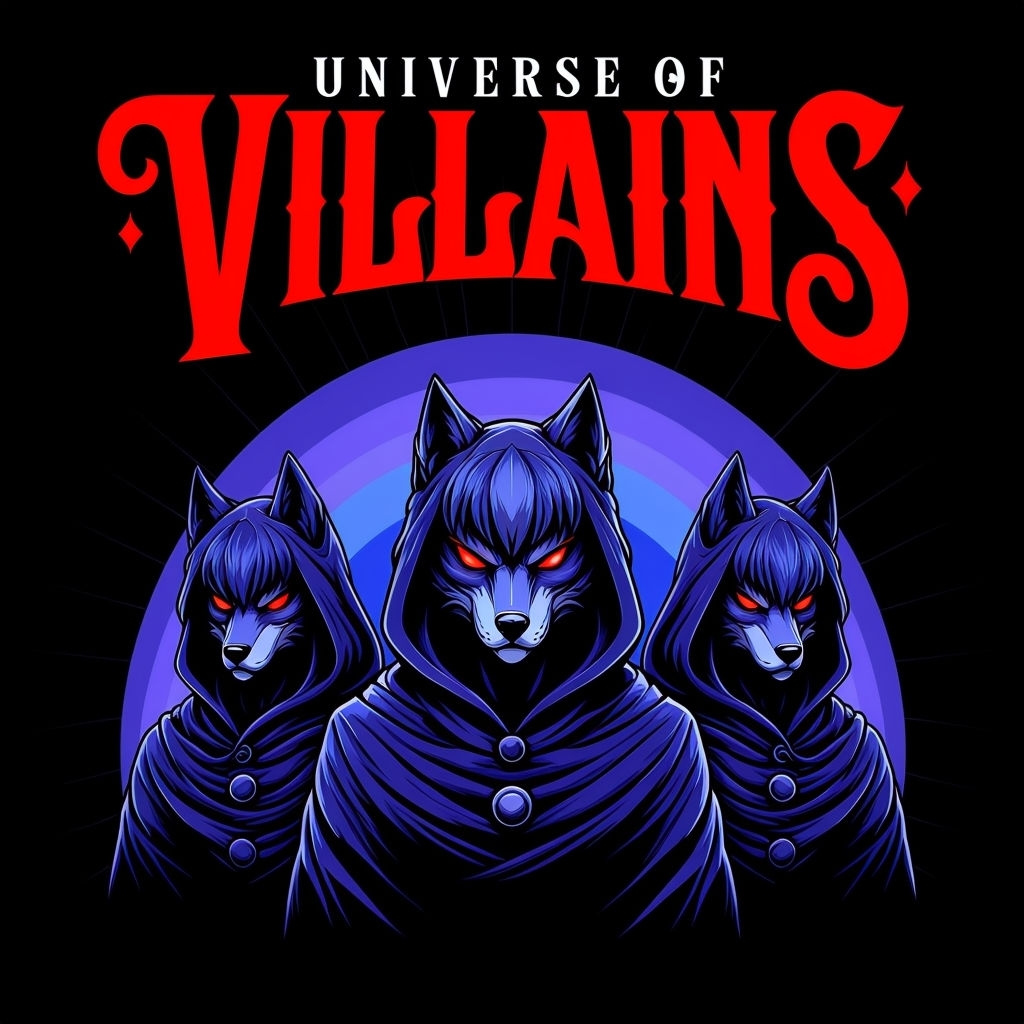Dark Hooded Wolves in Universe of Villains Artwork T-Shirt