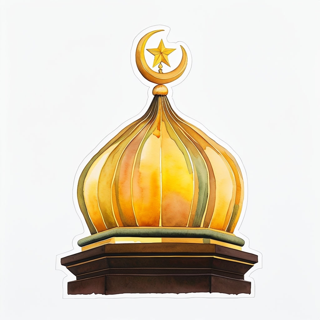 Elegant Gold Dome with Crescent Moon and Star Sticker