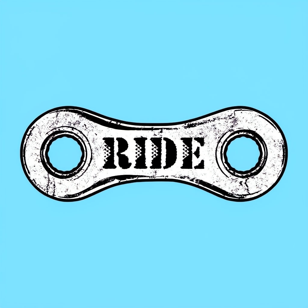 Rugged Bicycle Chain Link with Ride Text T-Shirt
