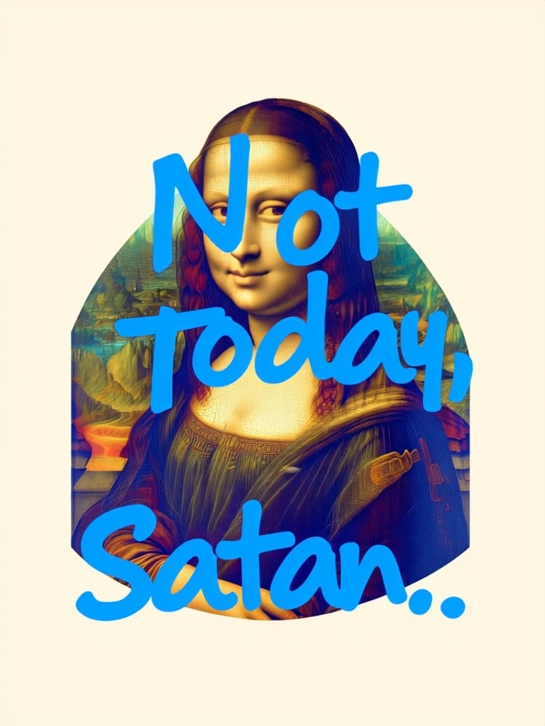 Not Today Satan Mona Lisa Graphic T-Shirt