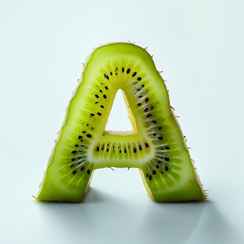 Vibrant Kiwi Fruit Letter A Photorealistic Design Monogram