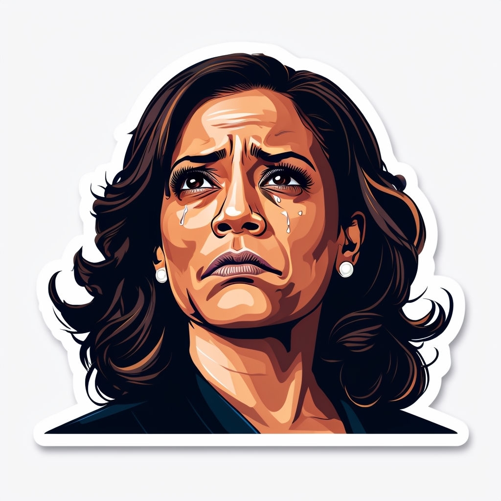 Sad Kamala Harris Frowning Digital Illustration Sticker