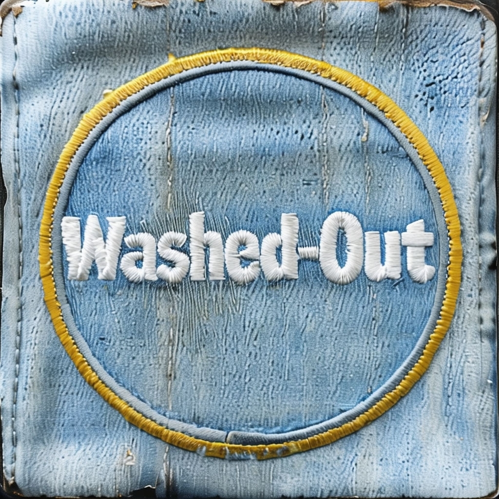 Washed-Out Denim Patch with Playful Embroidery Design Spotify Album Cover