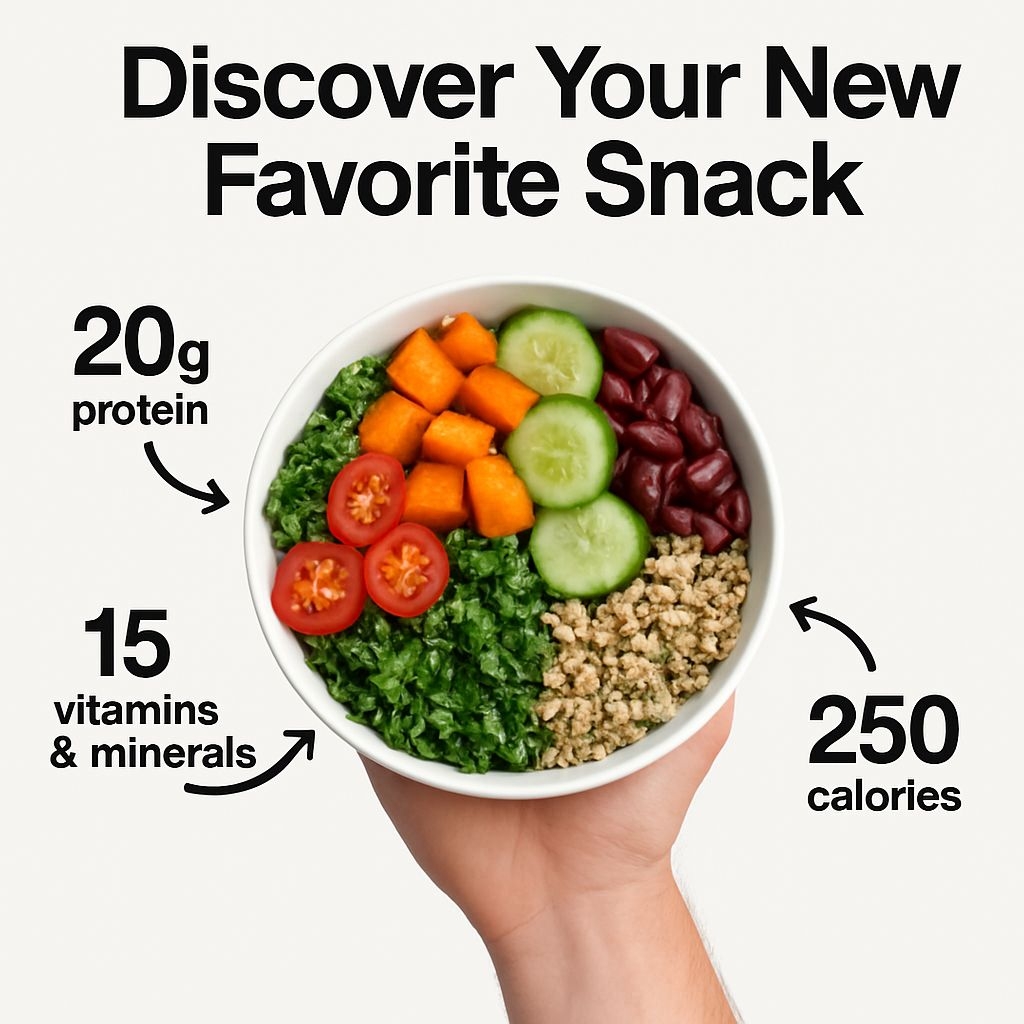 Colorful Salad Bowl Snack Promotion with Nutritional Highlights Ads