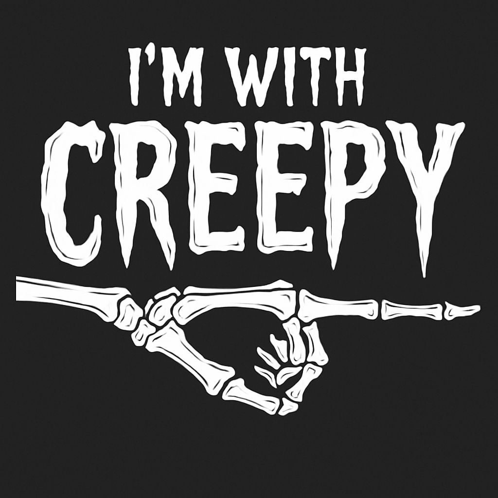 Creepy Skeleton Hand I'm With Creepy Text T-Shirt