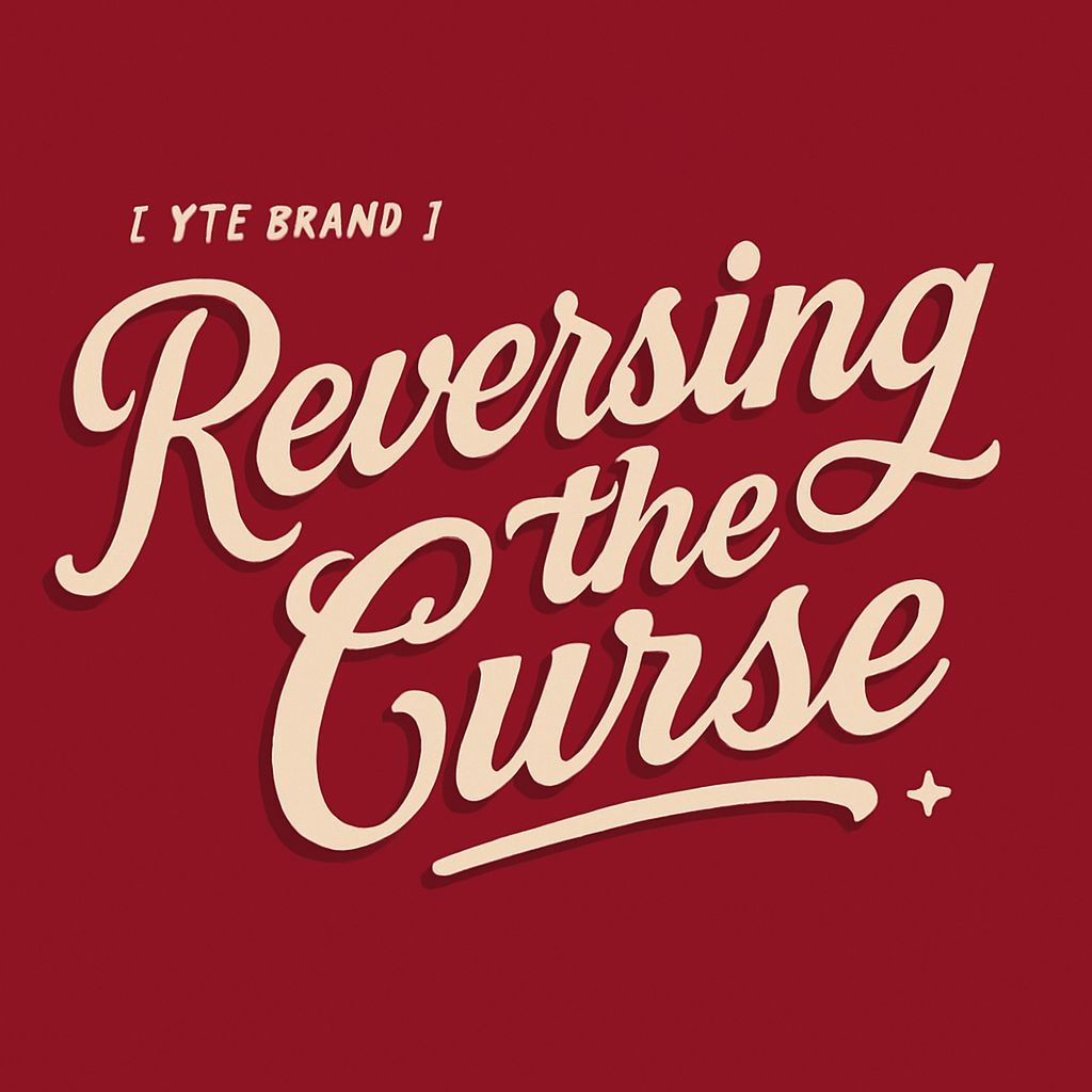 Bold Retro 'Reversing the Curse' Typography T-Shirt