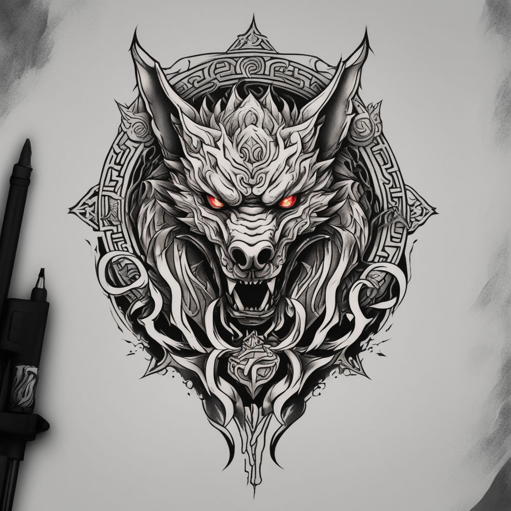 Dragon wolf demon tattoo symbol by G. M. - Playground