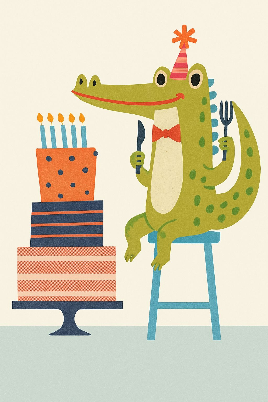 Cheerful Green Alligator Birthday Celebration Invitation Card