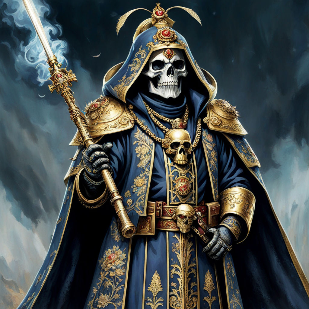 Warhammer 40k skull head bishop wearing floral style cloaked... by ...