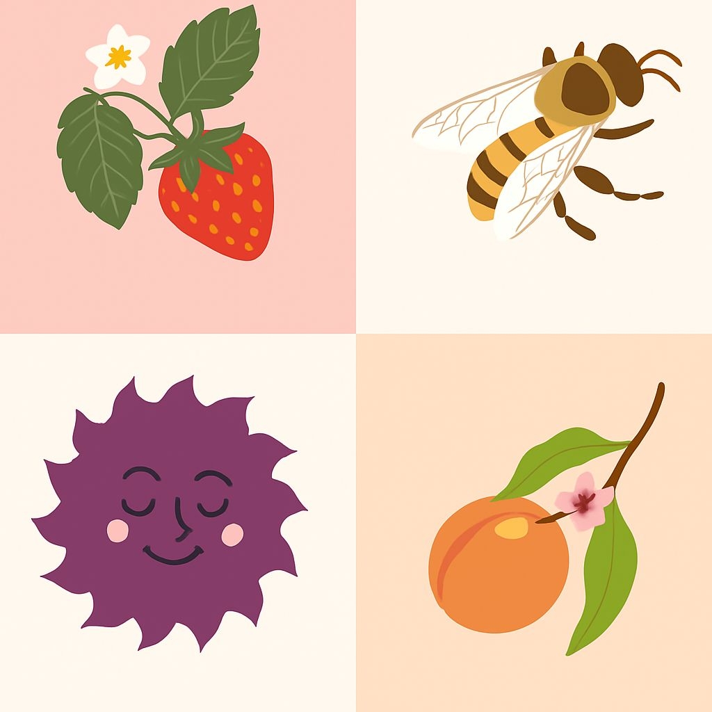 Whimsical Cartoon Objects in Pastel Quadrants Seamless Pattern